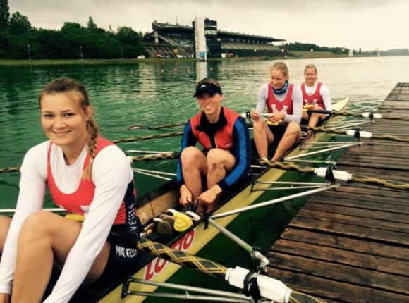 Deutscher Hochschulmeister im Doppelvierer ohne Steuerfrau (von links): Karolina Farr, Anna-Maria Götz, Friederike Reißig und Jill Tanger.