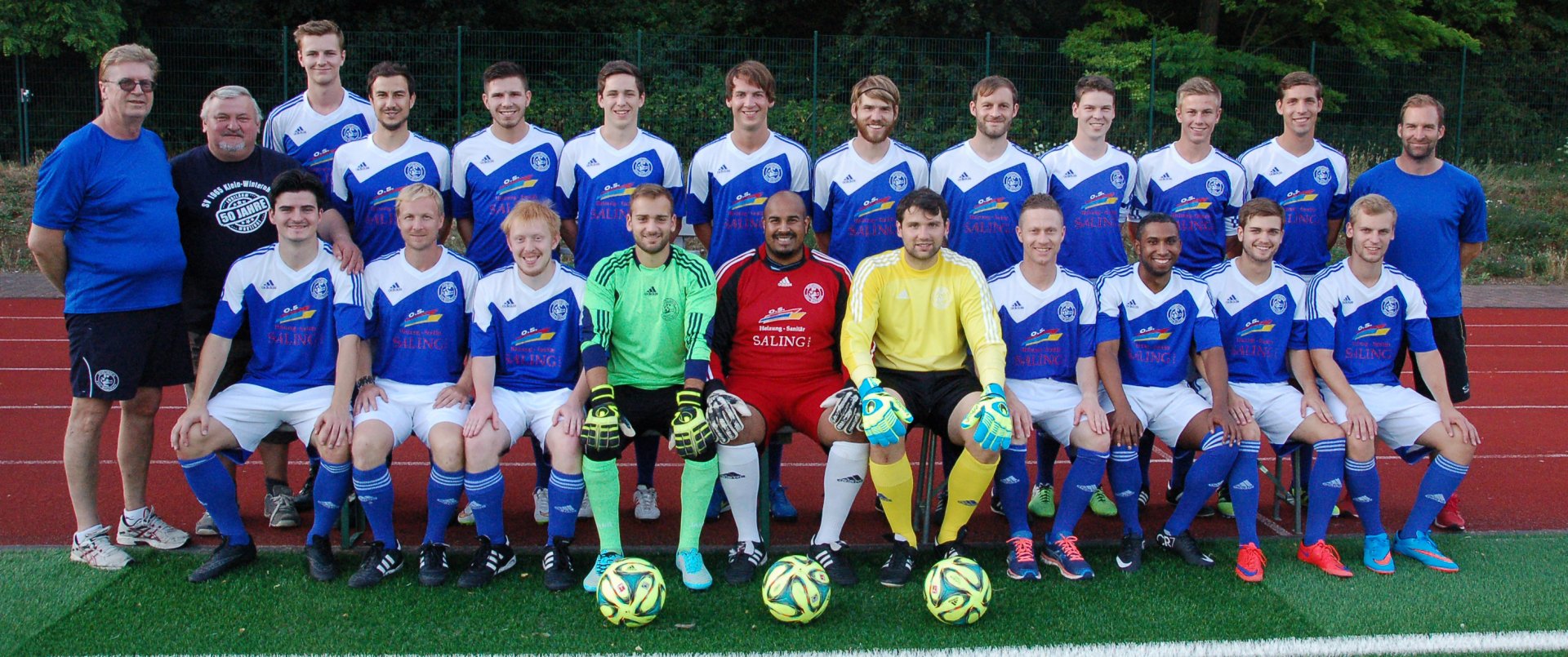  Der Kader von Aufsteiger SV Klein-Winternheim, hinten (v.l.): Betreuer Hans-Peter Schnarr, Vorsitzender Tomas Weißwange, Nicolas Brusenbauch, Manuel Schmidt, Roman Mayer, Aaron Becher, Niclas Himioben, Nicolas Kessel, Sascha Derstroff, Eric Kuhn, Jan Baye, Denis Singer, Trainer Boris Rump; vorne (v.l.): Oliver Kubis, Valentin Pfaff, Sven Lahr, Vito Foggia, Jamie Hosefelder, Andreas Knaack, Sascha Hauch, Jeifrey Ramirez, Timo Sparrenberger, Philipp Zwirner. Es fehlen Jan Becker, Michael Gabel, Mark Schäfer, Sebastian und Johannes Klein sowie Frank Zimmermann.