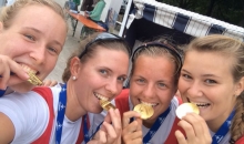 Der EM-Titel schmeckt den Mainzer Ruderinnen besonders gut (von links): Friederike Reißig, Lea-Katlen Kühne, Jill Tanger und Karolina Farr waren auf dem Maschsee nicht zu bezwingen.