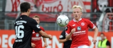 Das wird eine anspruchsvolle Aufgabe für Patrick Pflücke und die 05-Offensive: Erzgebirge Aue hat in dieser Saison erst vier Gegentore zugelassen.