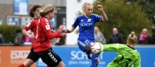 Jede Menge Loos an diesem Sonntag: Chiara Loos erzielte zwei Treffer beim Sieg der Schott-Frauen gegen den ETSV Würzburg (in dieser Szene setzt sie den Schlusspunkt zum 4:1), ihr Bruder Norman traf für den Landesligisten VfB Bodenheim gleich dreimal.