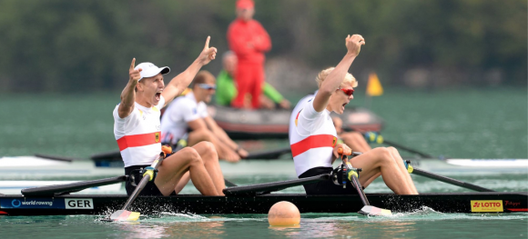 Am Liebsten in dieser Pose: Moritz Moos und Jason Osborne sind auf das große Ziel Rio 2016 fokussiert. Am Mittwoch geht es ins erste Trainingslager der Nationalmannschaft nach Sevilla.