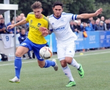 Am Bruchweg kein Unbekannter, eher ein Verkannter: Patrick Huth (l.) spielte schon in der Jugend für die 05er. Jetzt steht er vor dem Sprung vom Oberligisten TSV Schott zur Mainzer U23 in die Dritte Liga.23 