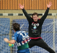 Robin Zickgraf hielt den TV Nieder-Olm beim VTV Mundenheim vor allem in der ersten Halbzeit durch zahlreiche Paraden auf Augenhöhe mit dem Favoriten.