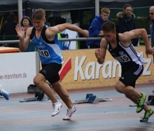 Bei Dauerregen zu Bestwerten: U18-Athlet Florian Post (links) vom USC Mainz testete bei der Bahneröffnung in Mannheim für den Zehnkampf und stellte drei neue persönliche Bestleistungen auf. 