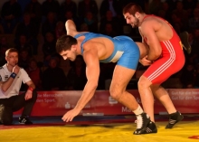 Mit Beinangriffen punktete Geno Petriashvili (r.) auch auf dem Weg zum Titel bei der U23-EM ein ums andere Mal.