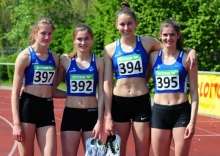Sicherten dem USC mit einer Topleistung den DM-Startplatz über 4x400 Meter der U20 (v.l.): Jana Radke, Clara Mohr, Lea Kahlert und Friederike Kallenberg...