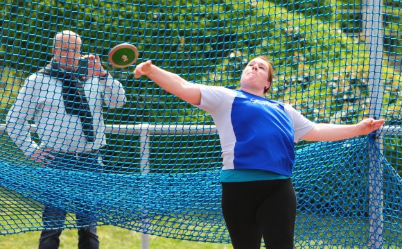 Kam nahe an ihre Bestweite heran: Aline Hessel vom TSV Schott warf den Diskus auf 42,03 Meter.