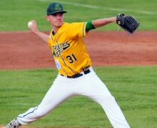 Debütierte auf dem Mound und machte mit den Mannheimern kurzen Prozess: A's-Youngster Yannic Wildenhain.
