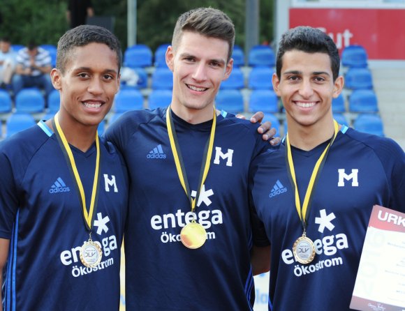 Holen den Titel nach Mainz, v.l.: Marvin Bruchhausen, Manuel Wagner und Onur Karasu.