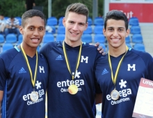 Holen den Titel nach Mainz, v.l.: Marvin Bruchhausen, Manuel Wagner und Onur Karasu.