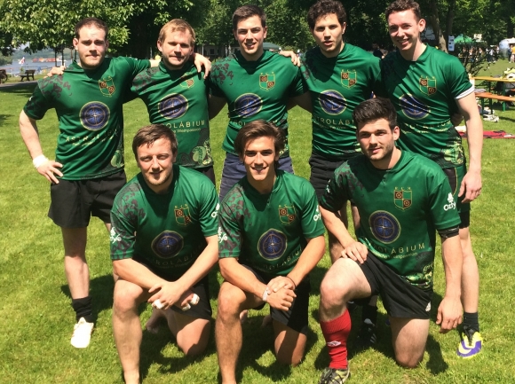 Belegten bei den Bad Honnef 7’s den zweiten Platz:  (hinten v.l.) Patrick Simon, Hendrik Maßhöfer, Marc Bargende, Stan  d’Herbemont, Max Berger, (vorne v. l.) Michael Sauer, David Walzig, Matthias Specht.