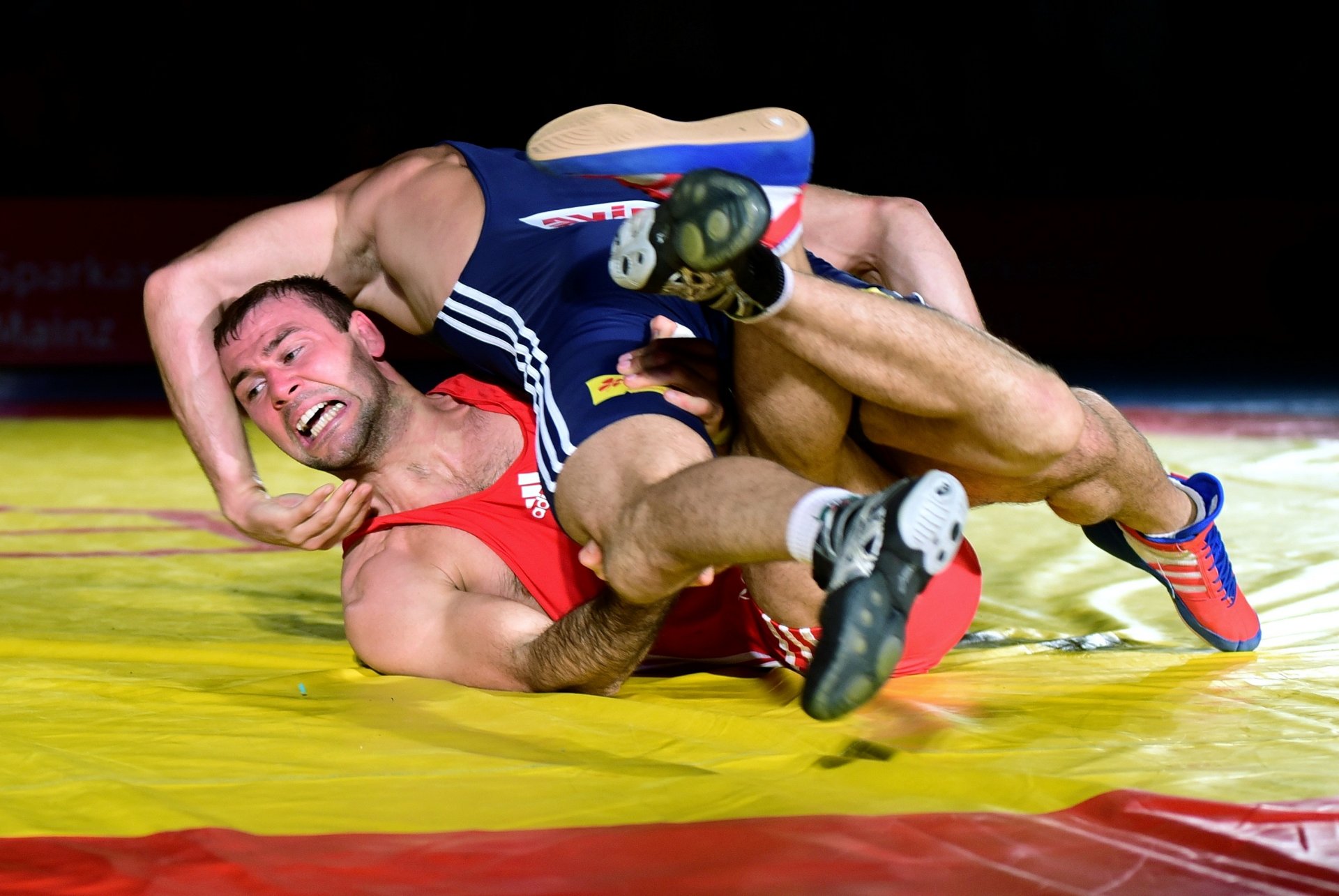 Nachdem Olegk Motsalin wieder wusste, welche Beine zu ihm gehören, ging er als 1:0-Punktsieger gegen Miroslav Kirov von der Matte. Danach hätte das Derby allenfalls noch Unentschieden enden können...