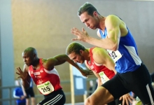 Mit seiner Finalzeit von 6,85 Sekunden war Yanic Berthes (r.) zwar nicht zufrieden. Für den Titel über 60 Meter und zur Bestätigung seiner bisherigen Leistungen aber reichte die Zeit.