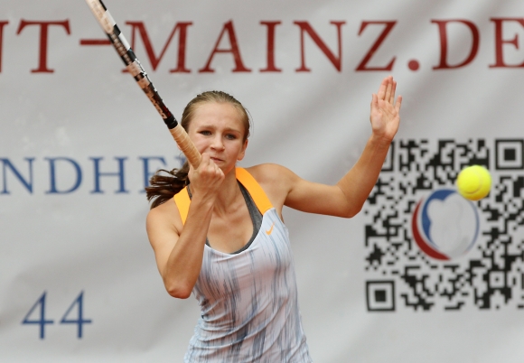 Spielt viele Matches und wird immer besser: Livia Kraus vom TSC Mainz. Das gilt auch fürs Doppelspiel. Zusammen mit ihrer Schwester Sarah zeigte die 15-Jährige eine starke Leistung.