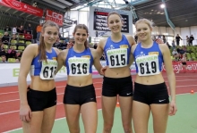 Siebte in Sindelfingen (v.l.): Clara Mohr, Friederike Kallenberg, Lea Kahlert und Luise Pecht, die 4x200-Meter-Staffel des USC Mainz.
