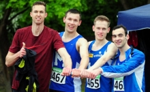 Neue Rheinland-Pfalz-Meister über 4x400 Meter (v.l.): Yanic Berthes,  Alexander Stern, Fabian Bürckel und Patrick Becker.