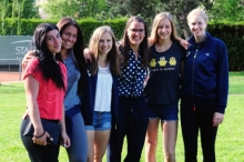 Dieses Sextett bestritt den überwiegenden Teil der Regionalligasaison und machte am Donnerstag den Aufstieg perfekt, v.l.: Ekaterine Gorgordze, Nina Alibalic, Livia Kraus, Hannah Müller, Sinja Kraus und Neuzugang Lucia Butkovska.