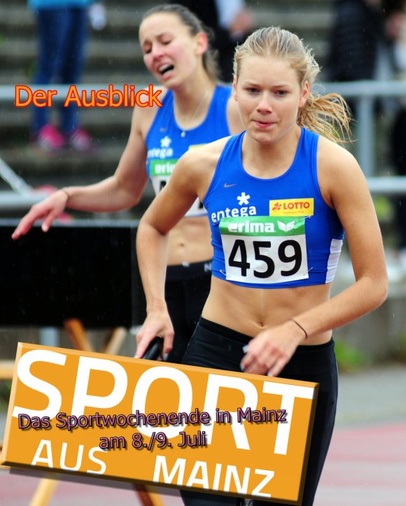 Luise Pecht (v.), Lea Kahlert (h.) laufen mit der 4x400-Meter-Staffel des USC Mainz um eine DM-Medaille.