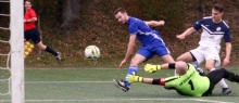 Mit dieser Aktion leitete Jonas Gangl den 2:0-Hinrundensieg der TSG Bretzenheim 46 gegen den SV Geinsheim ein. Auch derzeit ist der Stürmer gut drauf: In den jüngsten Partien gegen den SV Horchheim und den VfR Grünstadt erzielte er die Siegtreffer. 