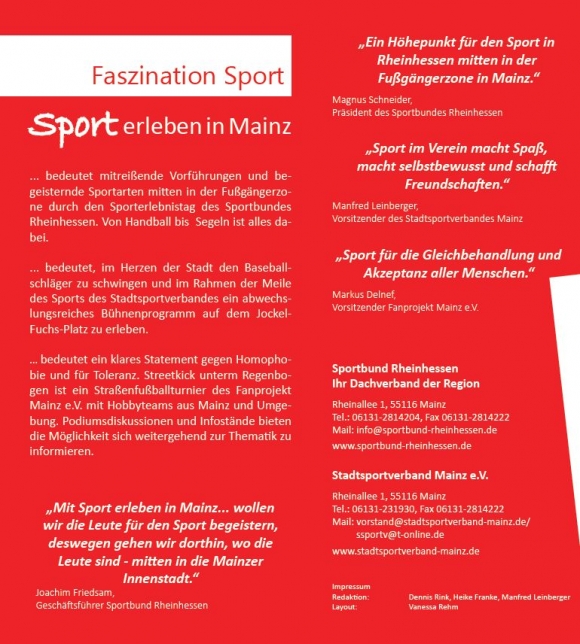 Die Besucher erwartet beim Aktionstag mit breiter Unterstützung aus Sport und Verbänden.