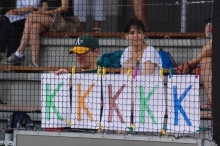 Das K steht in den Baseballstatistiken für Strikeout. Jan-Niclas Stöcklin warf acht nacheinander; der Mann mit der Oakland-Athletics-Kappe hatte also noch einige Arbeit vor sich.
