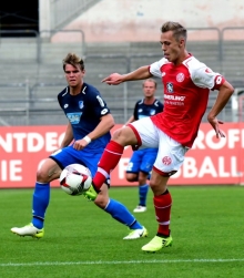 In seinen bisher drei Begegnungen mit der U23 der TSG Hoffenheim hat Justin Petermann noch keinen Mainzer Treffer erlebt, aber drei Niederlagen. 