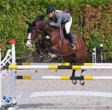 Lisa Sieben, hier auf Lordano S, führte in Kranichstein gleich eine ganze Reihe Pferde durch den Parcours.