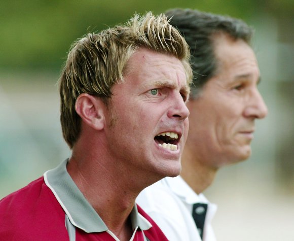 Konnte auch mal fletschen: Colin Bell, Ex-Trainer der 05-Amateure, mit seinem Kotrainer Stanko Sremac.