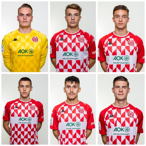 Rücken am Bruchweg in den Kader der U23 auf: (oben von links) Leon Hoffmann, Finn Müller, Keanu Kraft, (unten von links) Lasse Wilhelm, Marlon Roos Trujillo, Danny Schmidt.