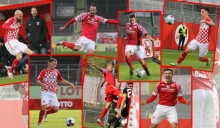 Für sieben Spieler schließt sich das Kapitel FSV Mainz 05 mit dem Heimspiel gegen die TSG Balingen. Giuliano Modica und Stephan Fürstner (oben v.l.) beenden ihre Karriere, eine neue Station zu finden heißt es für Romario Roesch, Tobias Mißner sowie (unten v.l.) Dominik Wanner, Luis Kersthold und Nils Gans.  