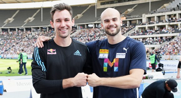 Mainzer Europameister unter sich: Niklas Kaul (l.) und Julian Weber beim Berliner ISTAF.