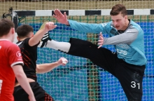 Torwart Lukas Strüders Leistung in Zweibrücken bot dem TV Nieder-Olm eine gute Grundlage für einen erfolgreichen Auftritt des TV Nieder-Olm in der Westpfalz, doch die Offensivleistung konnte nicht ganz mithalten.