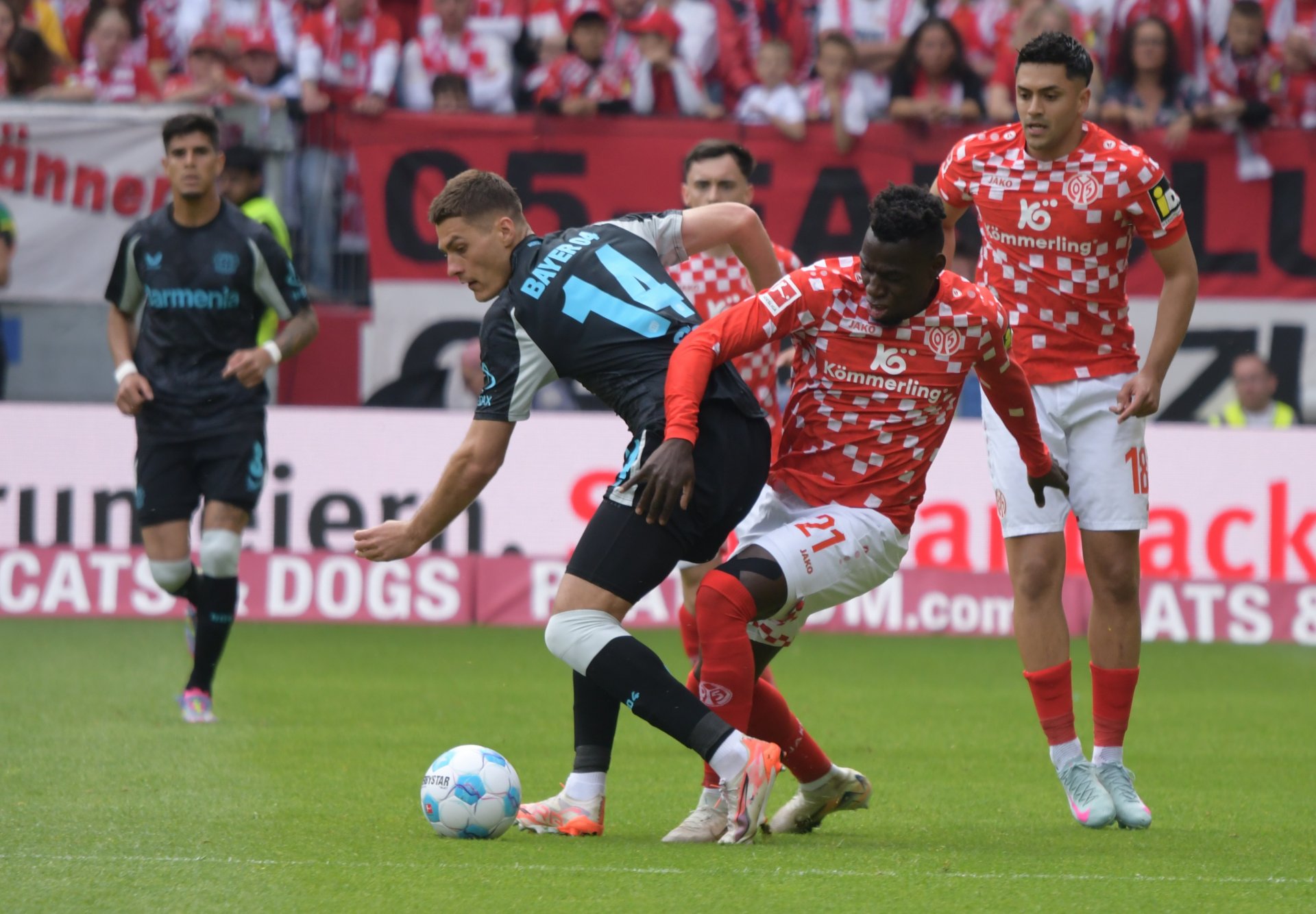 Erdrückend überlegen agierten die Mainzer gegen den entthronten Meister in der ersten Halbzeit. Danny da Costa kochte wahlweise Patrik Schick oder Florian Wirtz ab.