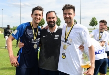 Machten nach dem ersten Pokalgewinn Schluss: (v.l.) Janek Ripplinger, Sascha Meeth, Jonas Raltschitsch.