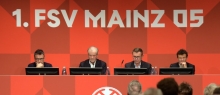 Die führenden Köpfe des FSV Mainz 05 (v.l.): Sportvorstand Christian Heidel, Aufsichtsratschef Volker Baas, Vereins- und Vorstandsvorsitzender Stefan Hofmann, Marketingvorstand Jochen Röttgermann.