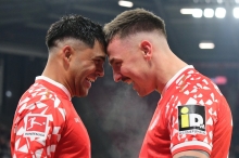 Schossen und köpften die 05er zum Sieg in Heidenheim: Nadiem Amiri (l.) und Phillip Tietz (hier beim Torjubel aus dem Hinrundenduell).