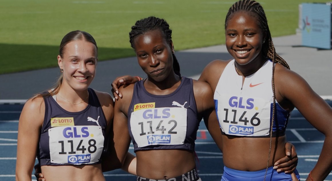 Das 200-Meter-Trio des USC Mainz: (v.l.) Mia Louisa Schmitz, Linda Zoè Amoikon und Judith Bilepo Mokobe.