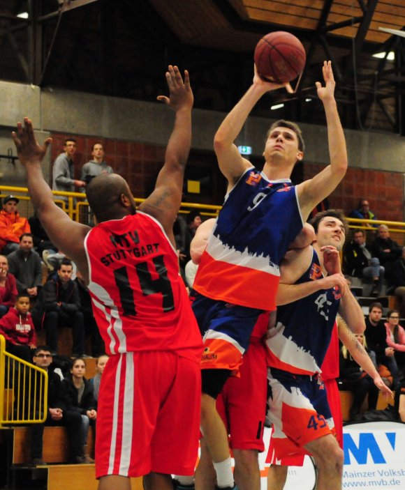 Johannes Schulz war mit 20 Punkten und 11 Rebounds einer der besten Mainzer. Insgesamt aber reichte es in Heidelberg nicht zu einem Erfolg.
