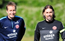 Kasper Hjulmands (l.) Zeit am Bruchweg wird wohl vorzeitig zu Ende gehen. Und Martin Schmidt (r.) dürfte nach viereinhalb Jahren in Mainz Cheftrainer werden.