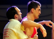 Überzeugte in Vantaa: Ex-88er William Harth (hier mit seinem Mainzer Trainer Davyd Bichinashvili).