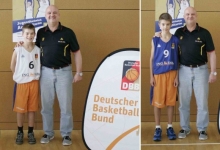Gehören zu den besten 24 ihres Jahrgangs: Nicolas Mylonas von der DJK Nieder-Olm (links) und Ben Karbe, U14-Spieler des ASC Mainz (mit U15-Bundestrainer Kay Blümel).