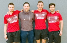 Mit Ondrej Bajger (l.), Frederick Jost und Benjamin Bator (r.) zieht sich auch Tischtennis-Abteilungsleiter Patrick Jahn zurück. Allerdings hat er mit seinem Konzept eines Leistungszentrums noch ein spannendes Projekt auf den Weg gebracht.