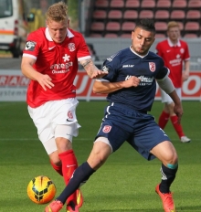 Richard Weil (hier im Hinrundenspiel gegen Aias Aosman) sah am Samstag die fünfte Gelbe Karte und muss nächste Woche gegen die SGS Großaspach aussetzen.