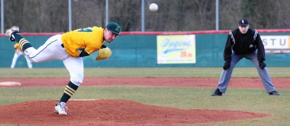 14 Strikeouts warf Jan-Niclas Stöcklin am Donnerstagabend gegen die Stuttgart Reds - die Basis für den 1:0-Erfolg der Mainz Athletics.