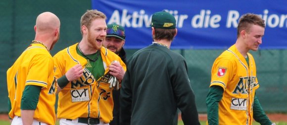 Nach Max Boldts letztem Lauf war das Spiel beendet. Die Mainz Athletics gewannen nach zwölf Innings mit 3:2.